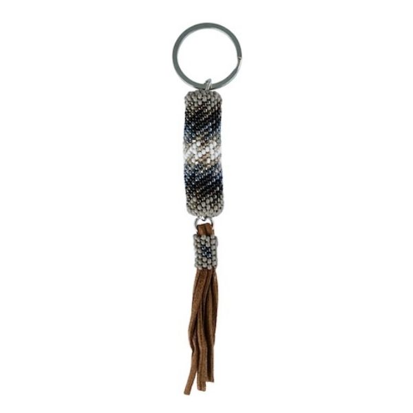 Picture of beaded leather tassel keychain