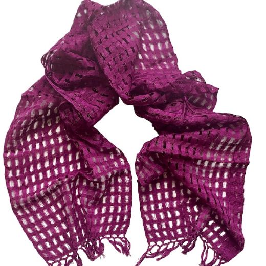 Picture of handwoven windowpane scarf