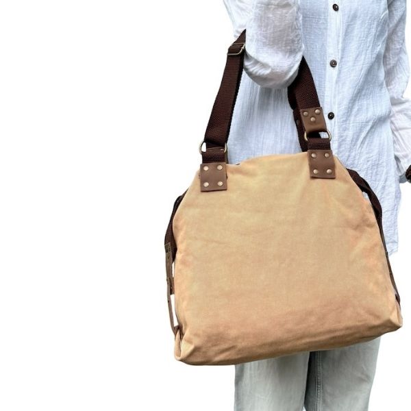 Picture of leather canvas satchel