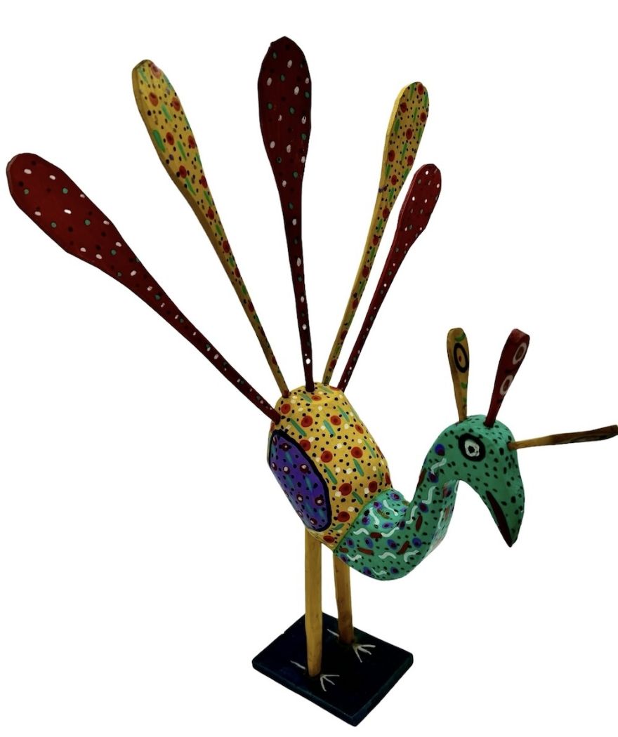 Picture of hand-painted wooden bird sculpture