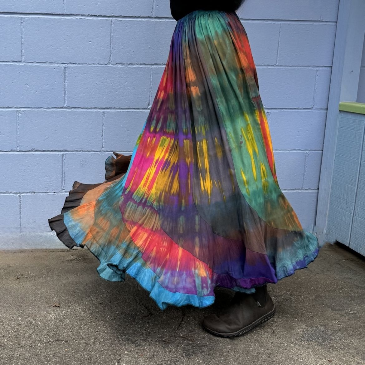 Picture of tie dye crinkle skirt - long