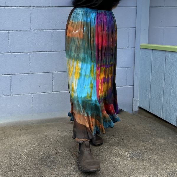 Picture of tie dye crinkle skirt - long