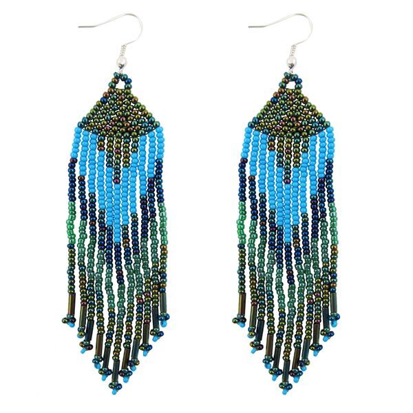 Picture of tribal feather beaded earrings