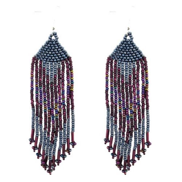 Picture of tribal feather beaded earrings