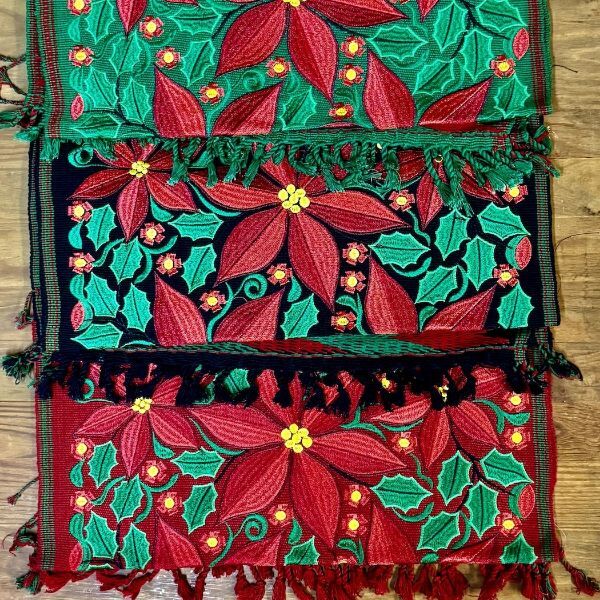 Picture of poinsettia holiday table runner