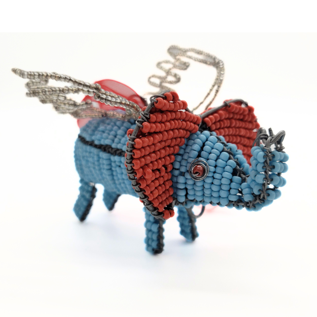 Picture of flying animal beaded wire ornament