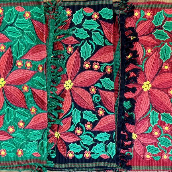 Picture of poinsettia holiday table runner