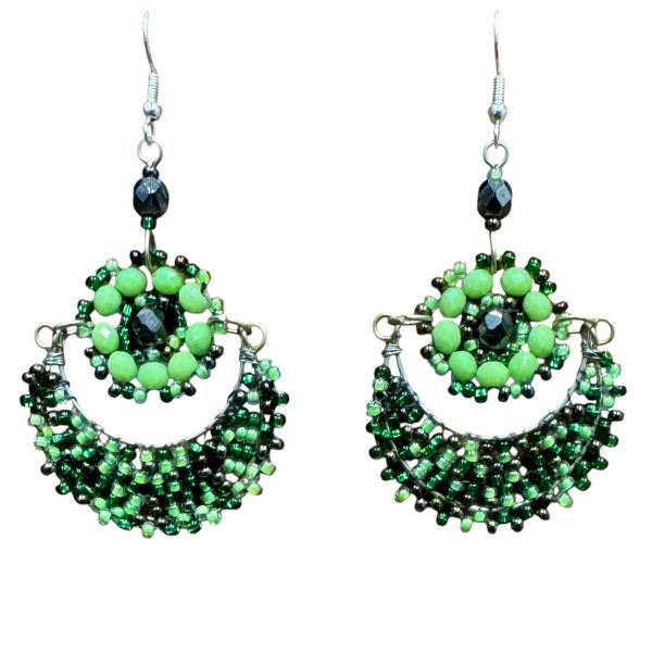 Picture of moon flower beaded earrings