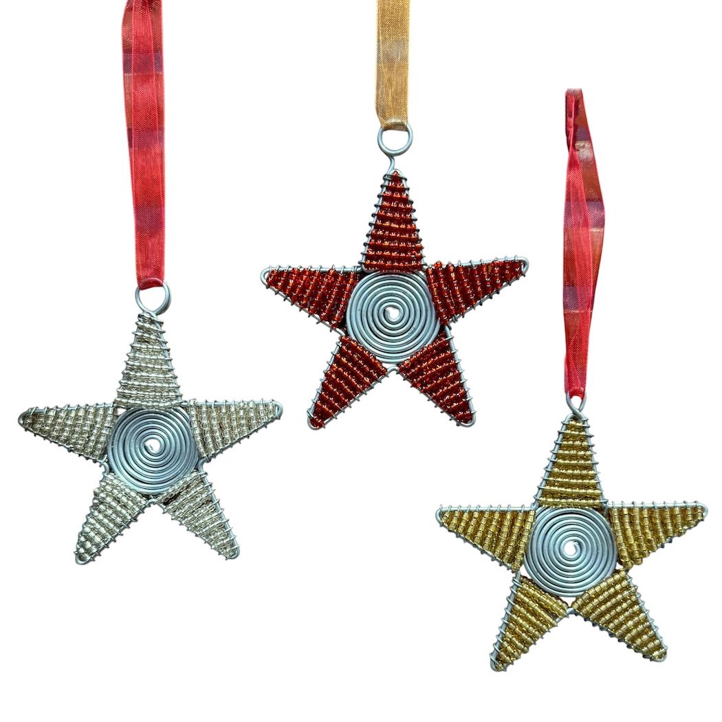 Picture of star beaded wire ornament