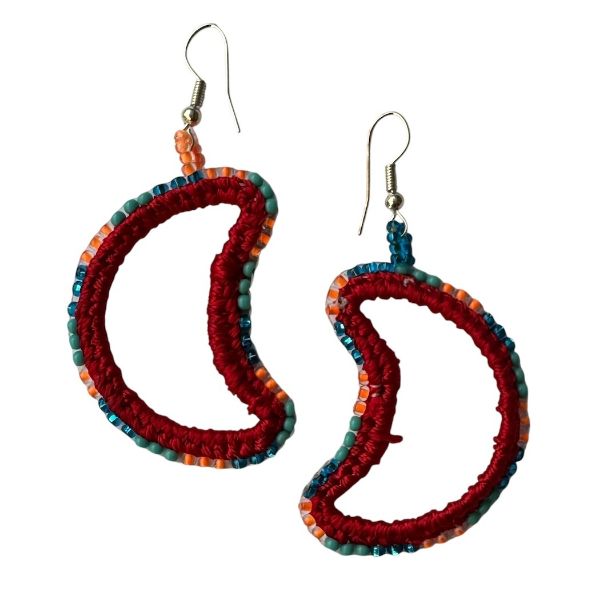 Picture of beaded moon hoop earrings