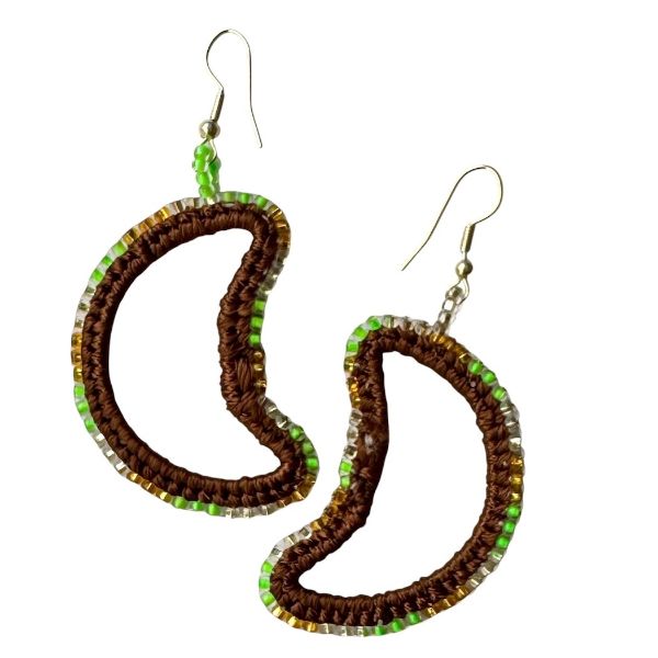 Picture of beaded moon hoop earrings