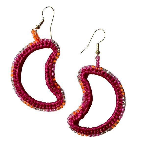 Picture of beaded moon hoop earrings