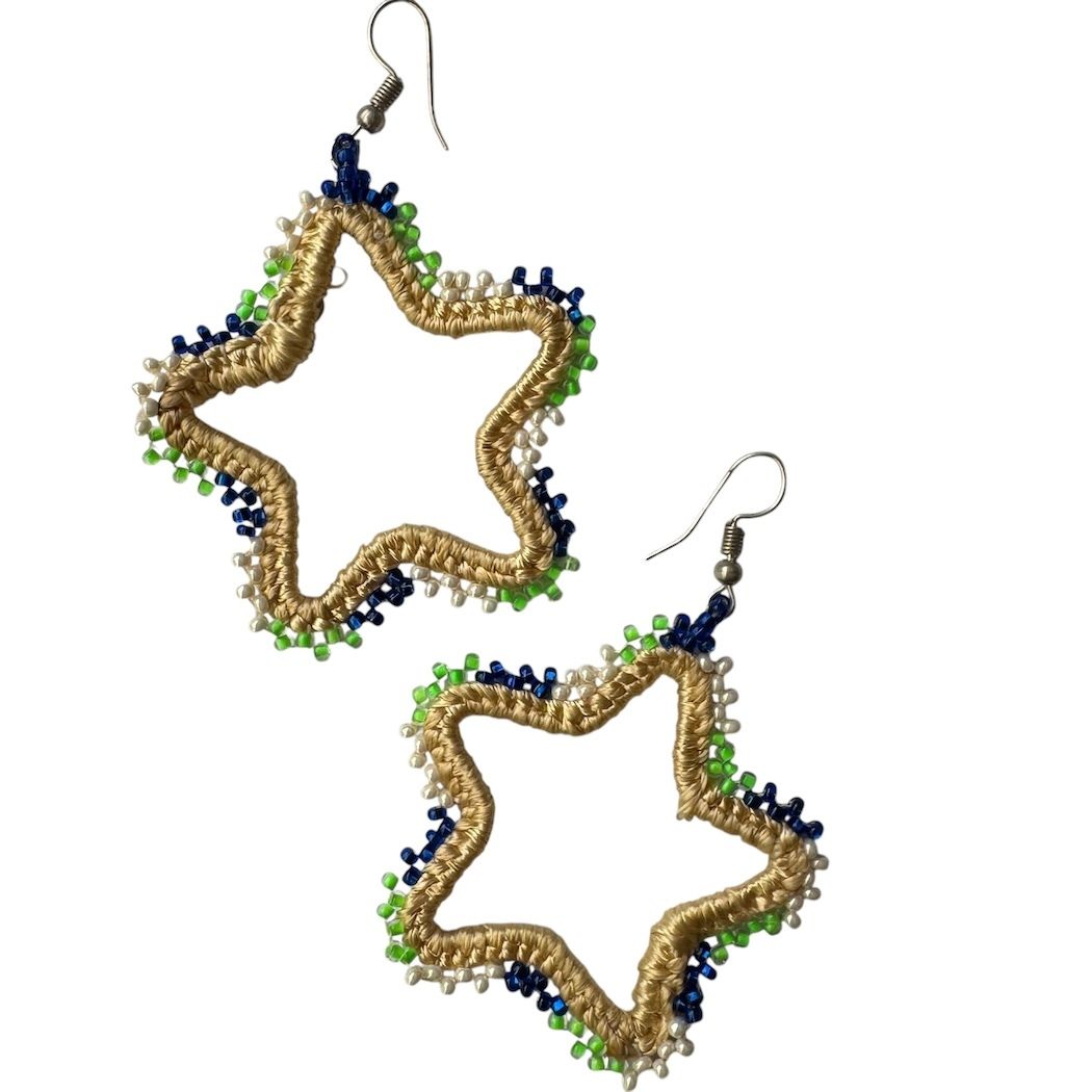 Picture of beaded star hoop earrings