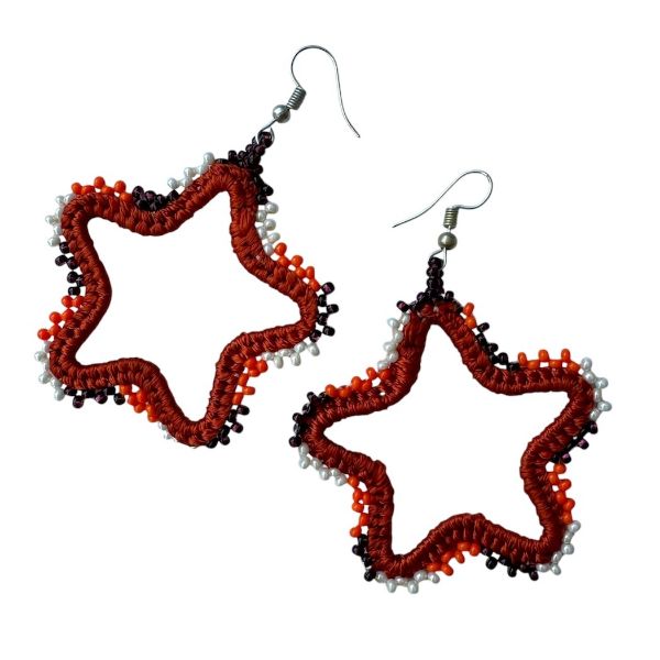 Picture of beaded star hoop earrings