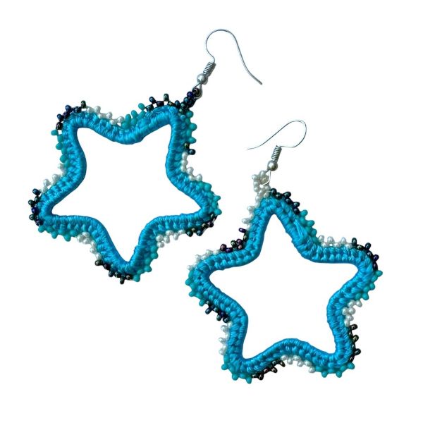 Picture of beaded star hoop earrings