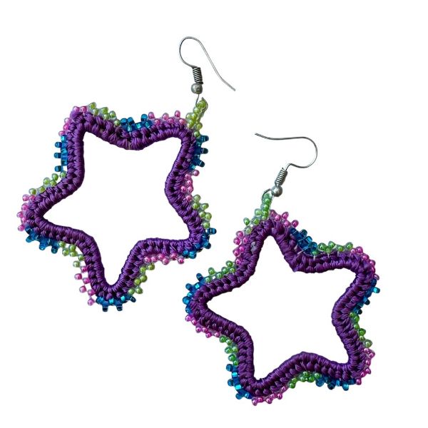 Picture of beaded star hoop earrings