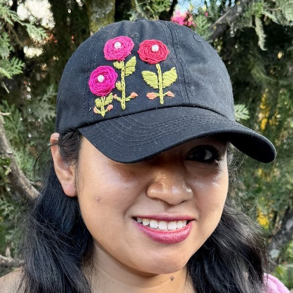 Picture of embroidered flower hat