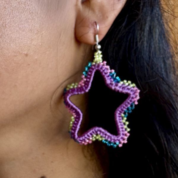 Picture of beaded star hoop earrings