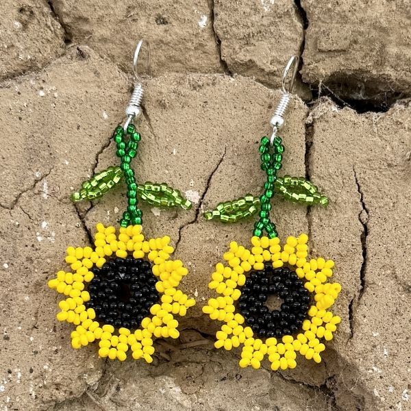 Picture of beaded sunflower earrings