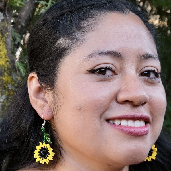 Picture of beaded sunflower earrings