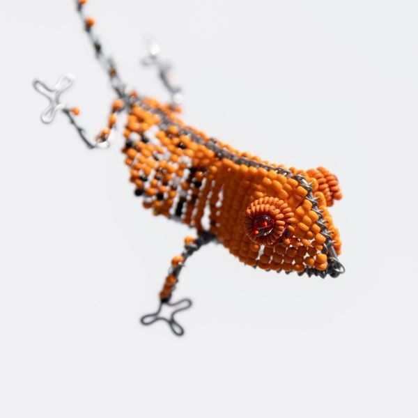 Picture of chameleon beaded wire figurine