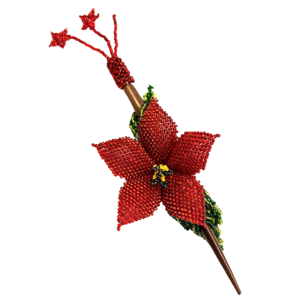 Picture of beaded poinsettia hair stick