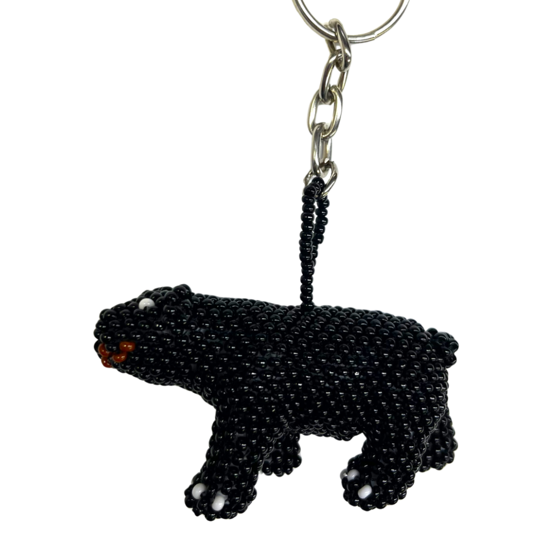 Picture of beaded black bear keychain/ornament